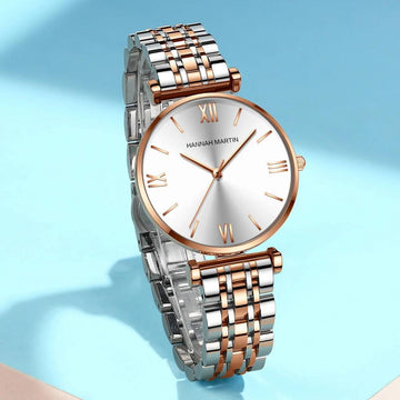 Luxury Fashion Elegant Rose Gold Tone Stainless Steel Women Watch Quartz Simple Round Dial Waterproof Wristwatches